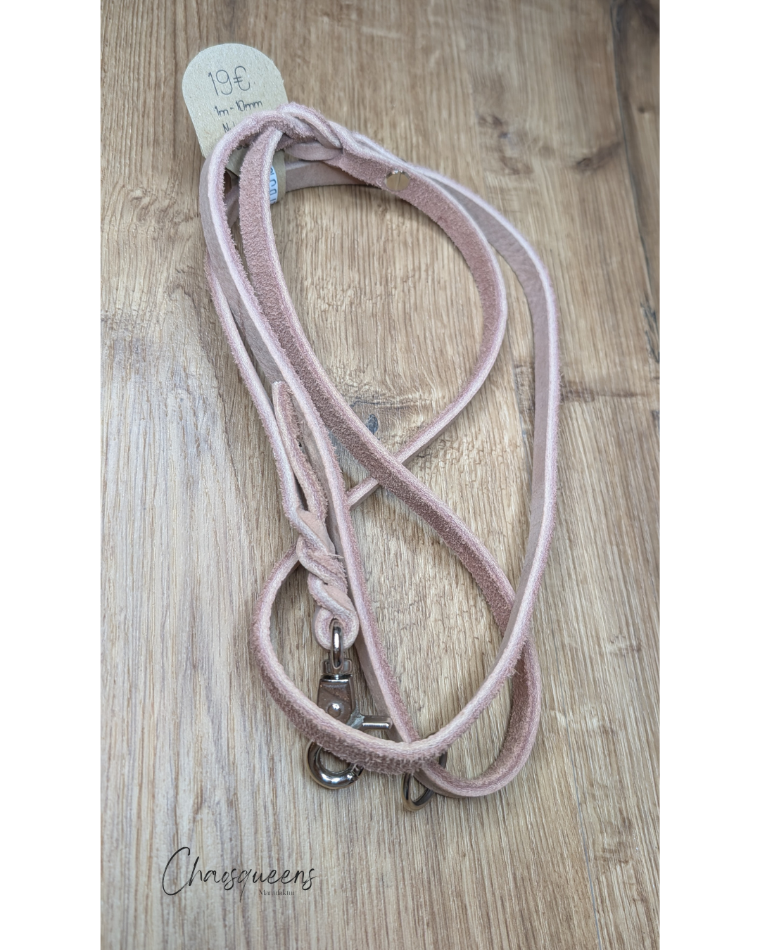 Führleine mit Handschlaufe Beige Mini 1m Fettleder