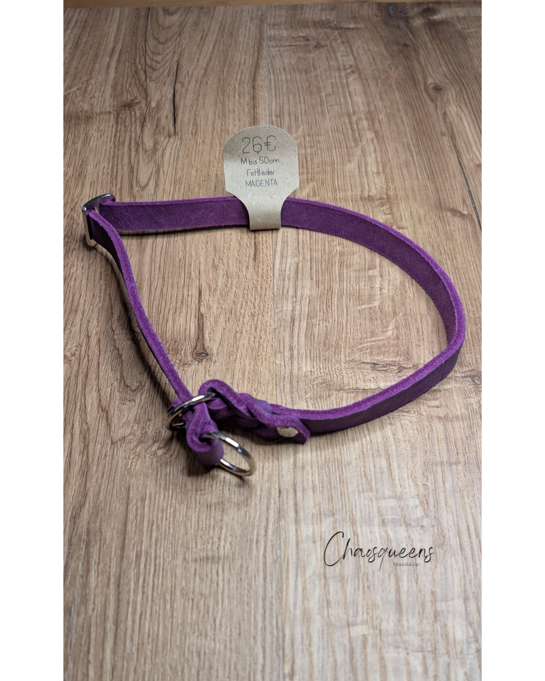 Halsband Magenta Fettleder M