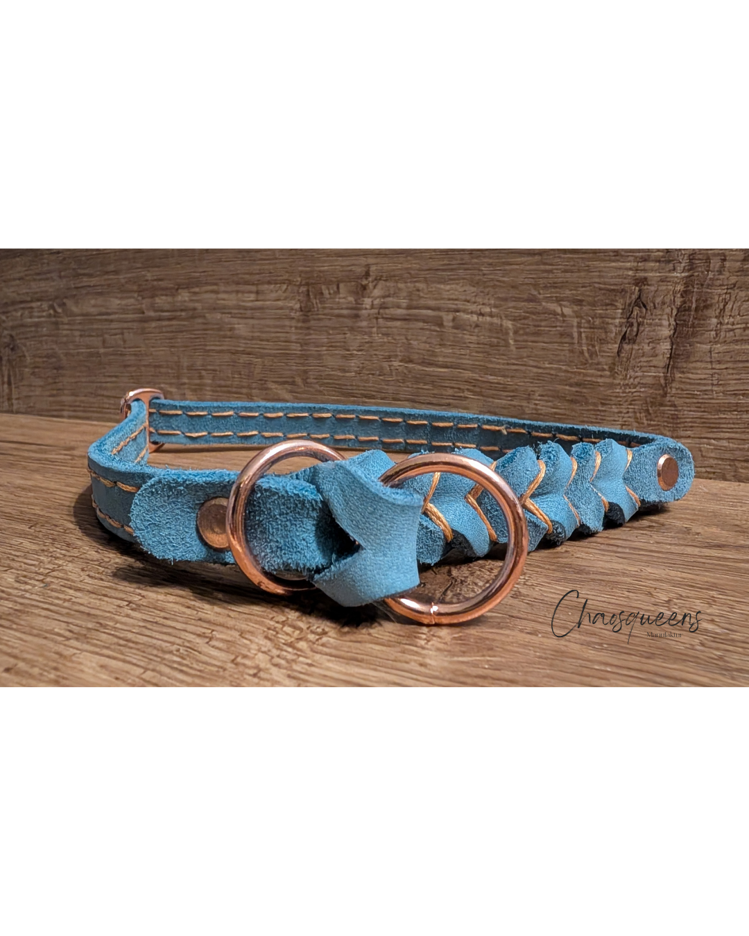 Halsband Hellblau Fettleder M