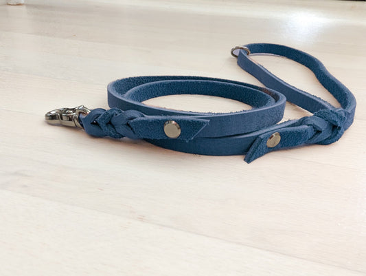 Führleine Blau Nubukleder - Chaosqueens Manufaktur