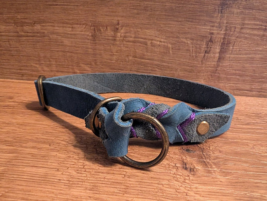 Halsband Blau Nubukleder Größe S - Chaosqueens Manufaktur
