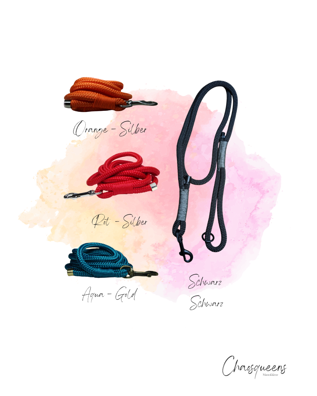 Führleine bunt mit Handschlaufe Seil 10mm