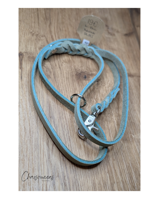 Führleine mit Handschlaufe Salbei Nubukleder Mini 1m