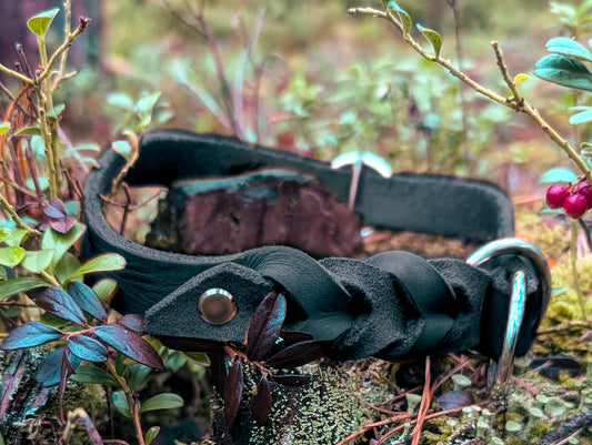 Halsband Schwarz Fettleder - Chaosqueens Manufaktur