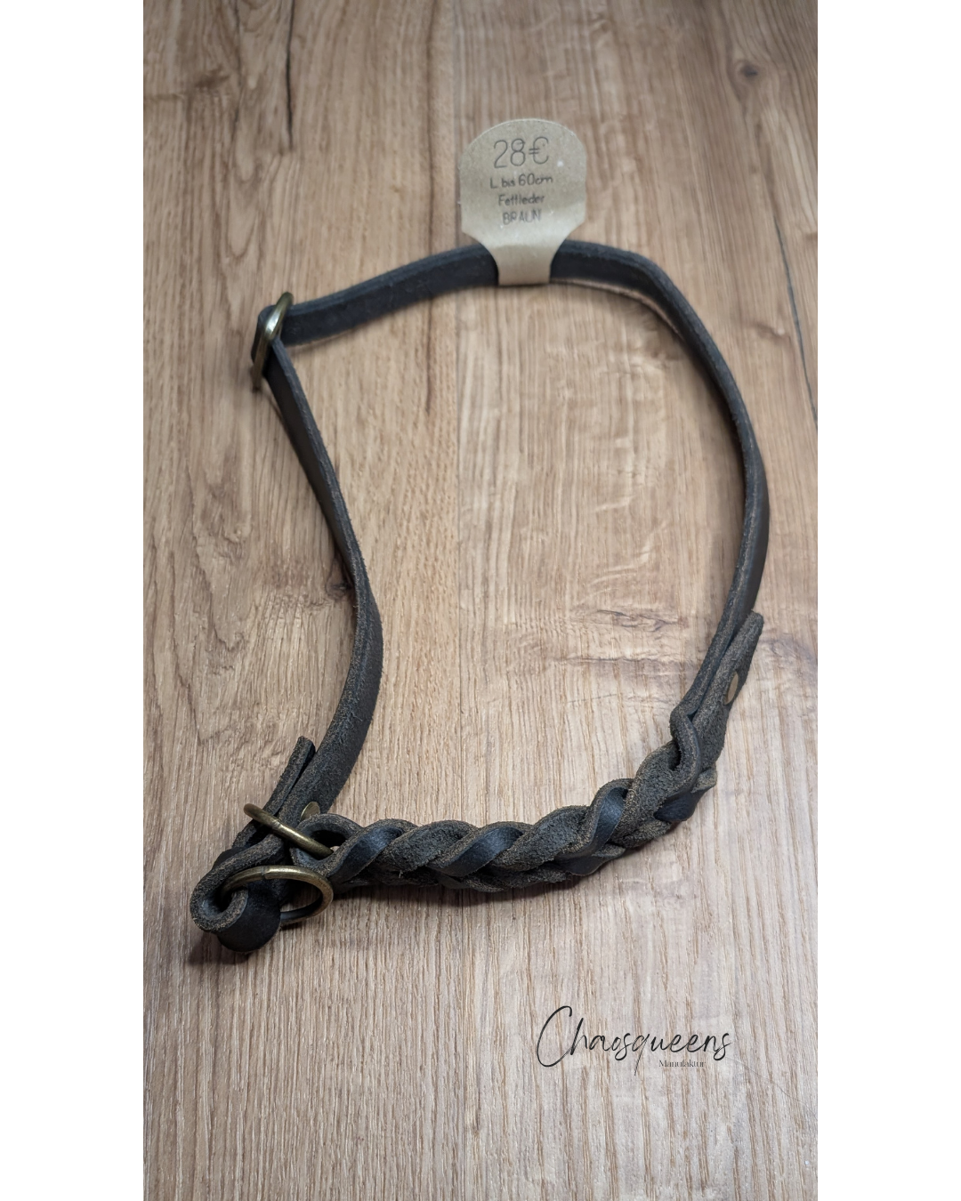Halsband Braun Fettleder L 15mm