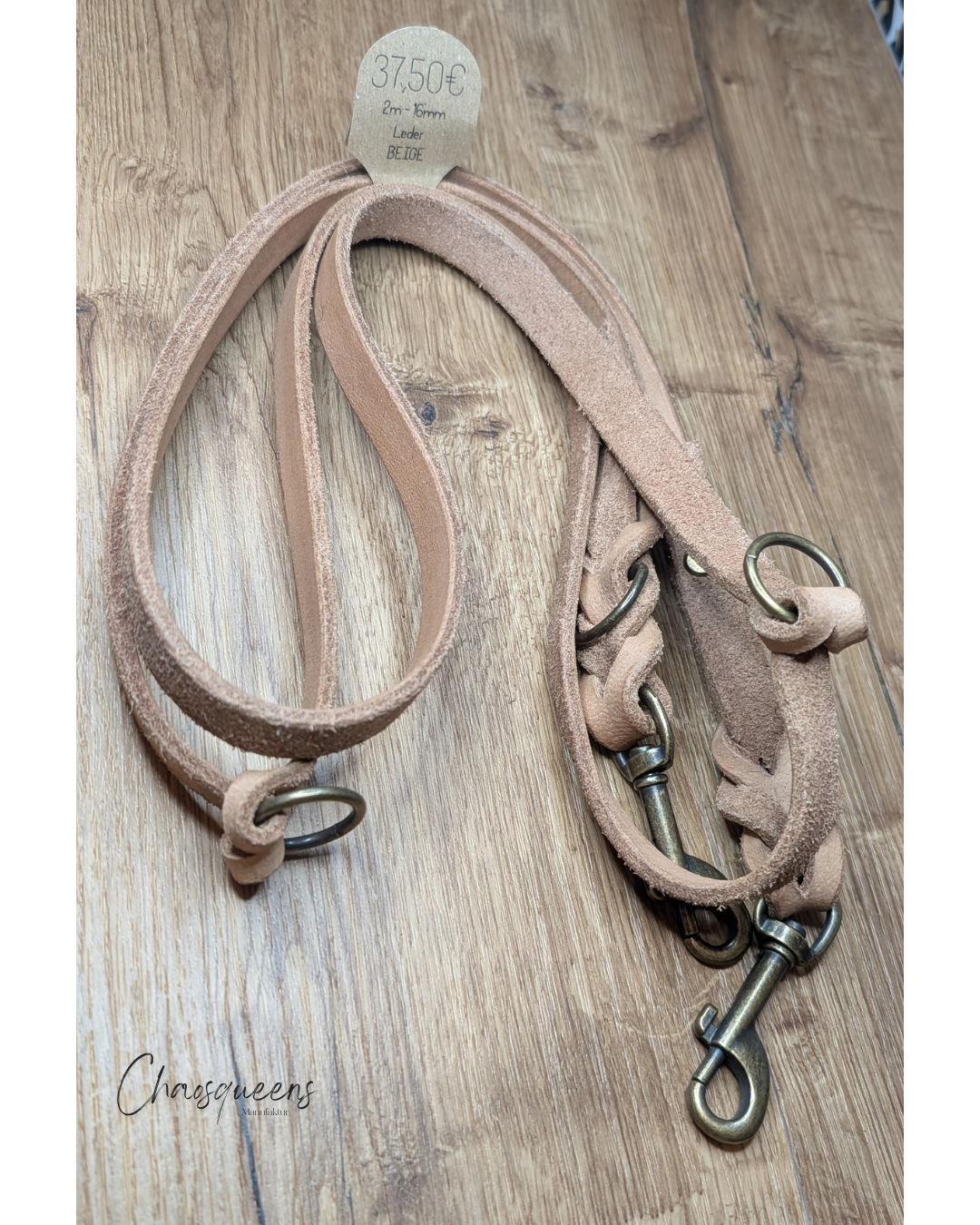 Führleine Beige 2m Fettleder