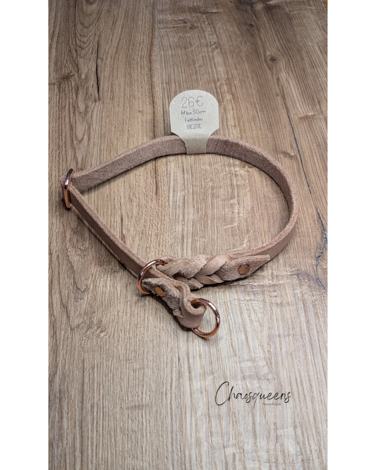 Halsband Beige Fettleder M