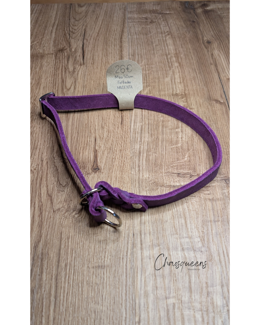 Halsband Magenta Fettleder M