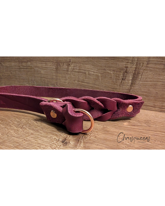 Halsband Magenta Fettleder L
