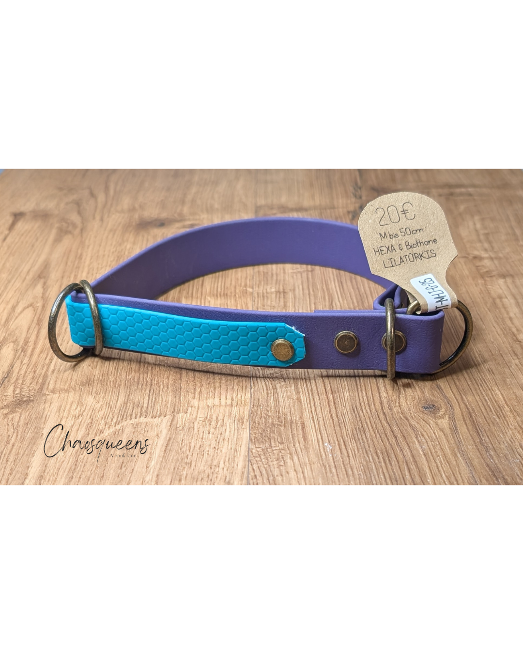Halsband Lila Türkis M Biothane-Hexa PVC