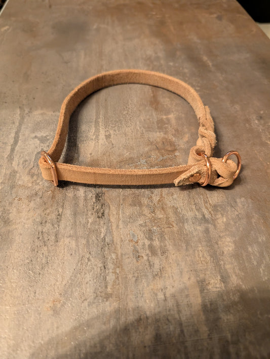 Halsband Beige Fettleder S