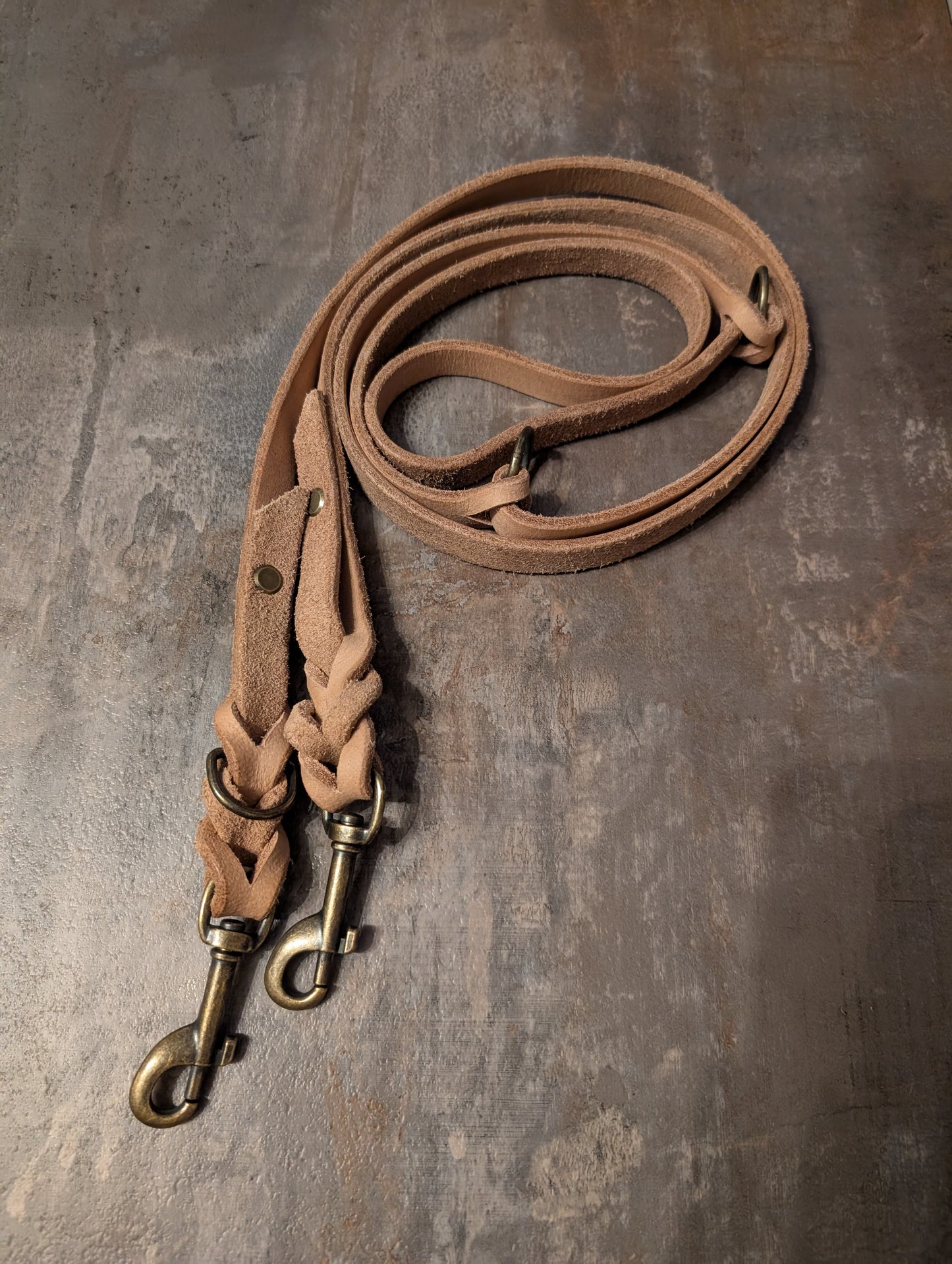 Beige 2m Führleine Fettleder