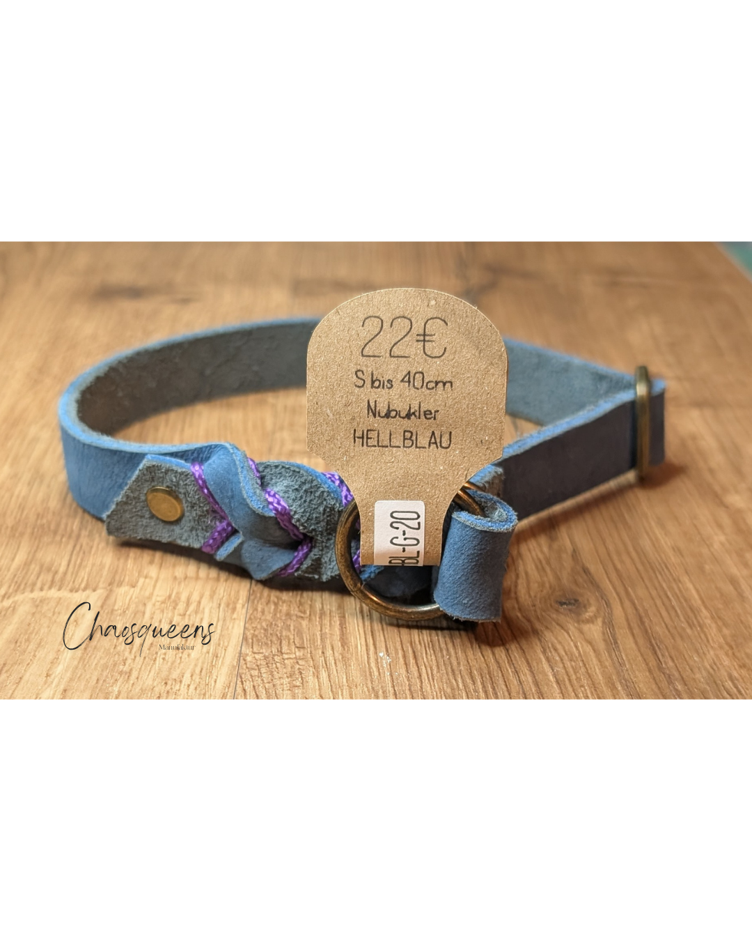 Halsband Hellblau S Nubukleder