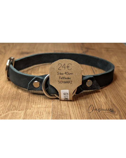 Halsband Schwarz S Fettleder