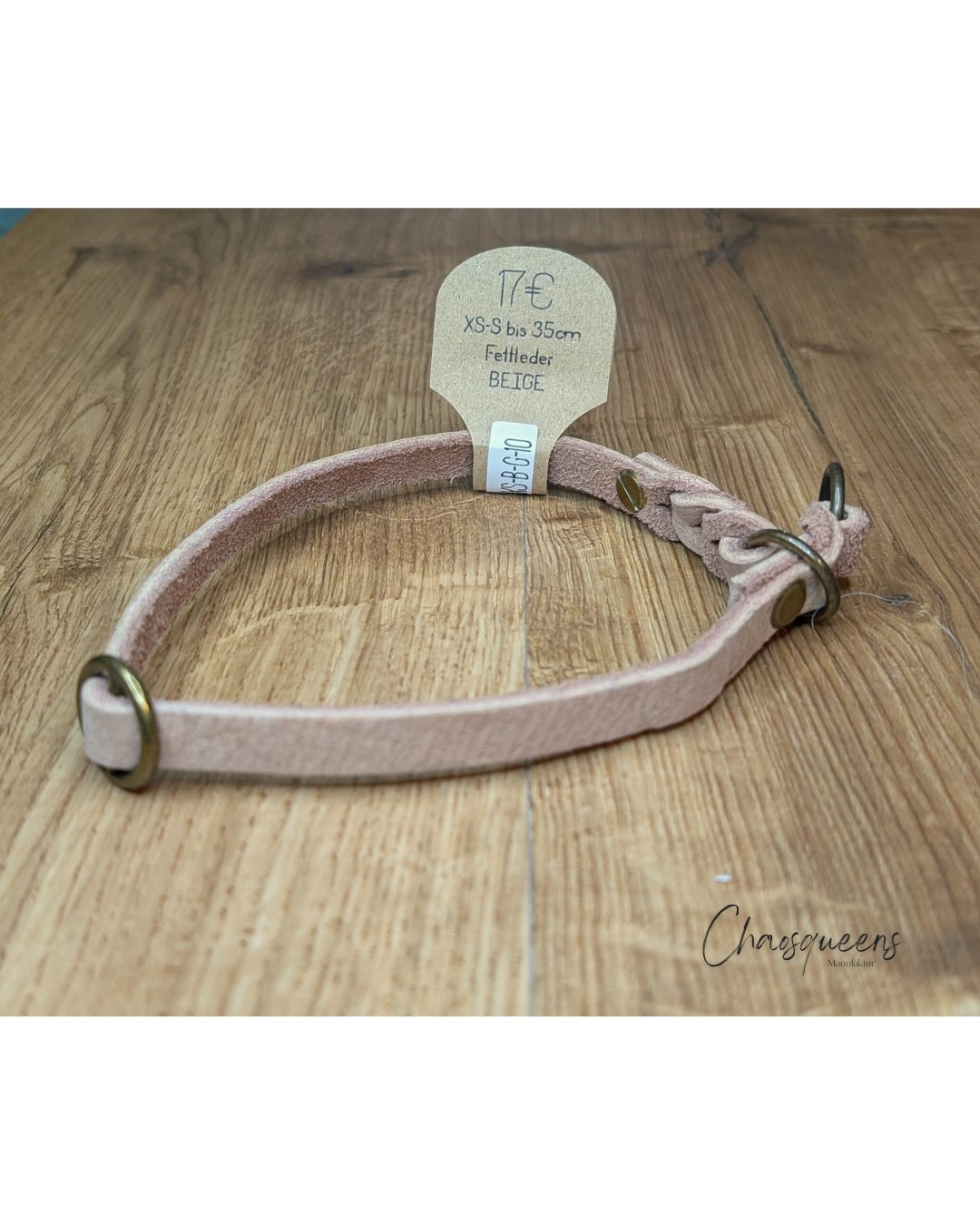 Halsband Beige Fettleder XS