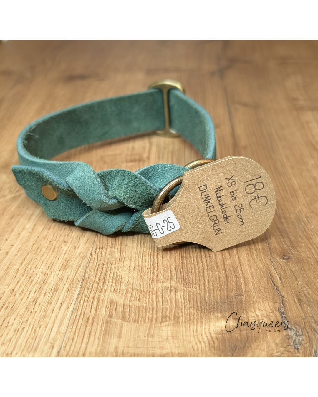 Halsband Dunkelgrün Leder XS