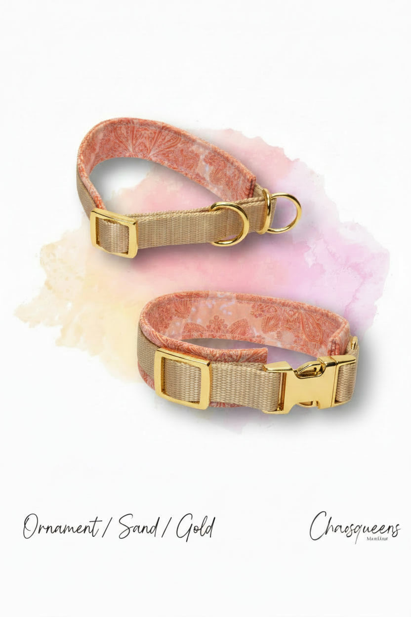 Halsband Ornament-Stoff mit Sand Gurtband und Gold Hardware