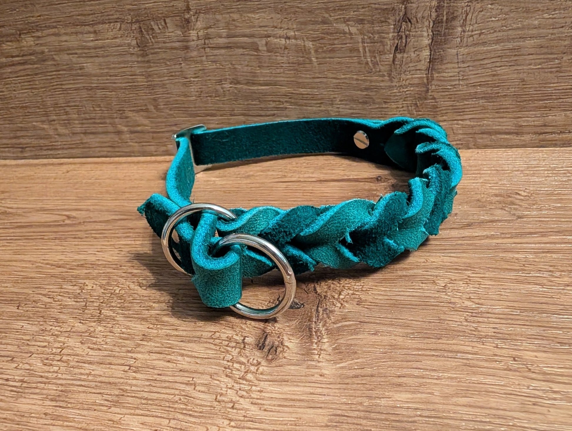 Halsband Petrol Fettleder S - Chaosqueens Manufaktur