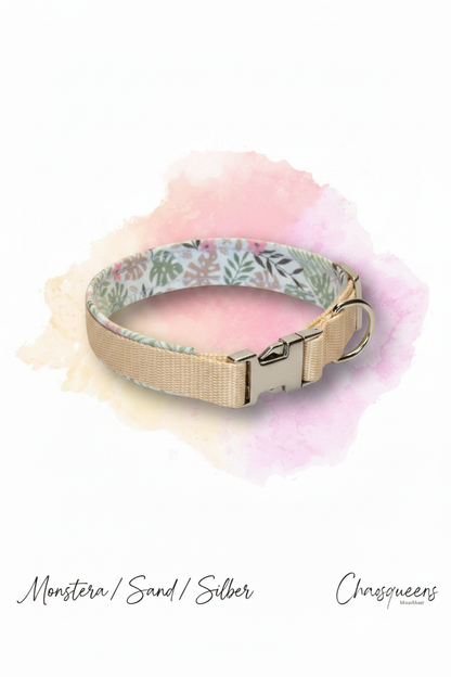 Monstera Sand Silber einzelnes Halsband korrekt